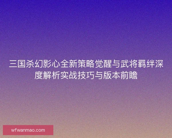 三国杀幻影心全新策略觉醒与武将羁绊深度解析实战技巧与版本前瞻