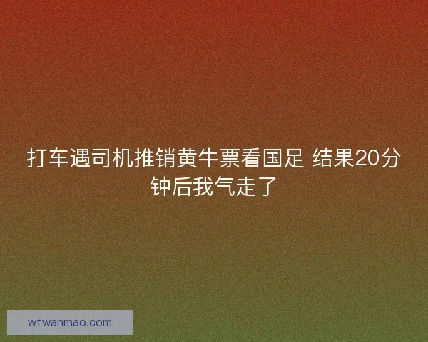 打车遇司机推销黄牛票看国足 结果20分钟后我气走了