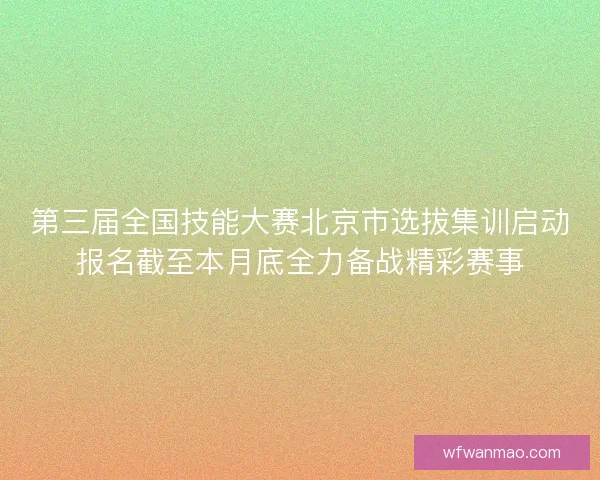 第三届全国技能大赛北京市选拔集训启动报名截至本月底全力备战精彩赛事